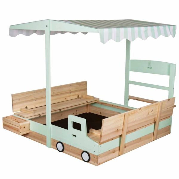 Medinė smėlio dėžė su stogeliu