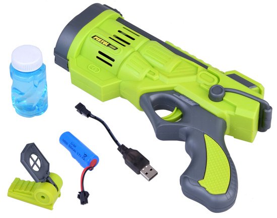 Muilo burbulų šautuvas su akumuliatoriumi (žalias)