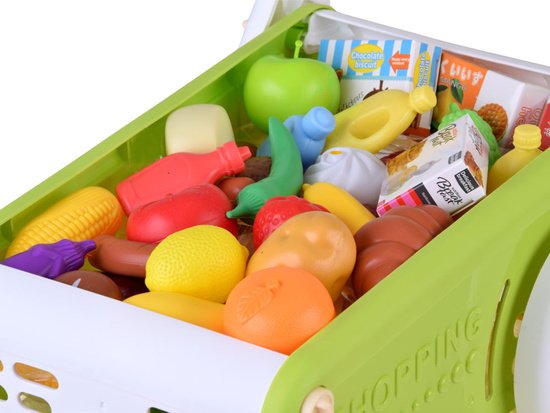 Prekių vežimėlis su maisto produktais (žalias)