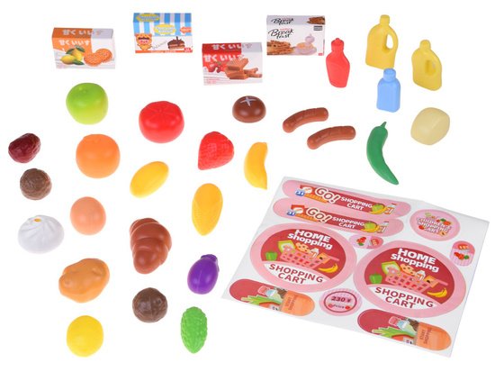 Prekių vežimėlis su maisto produktais (raudonas)