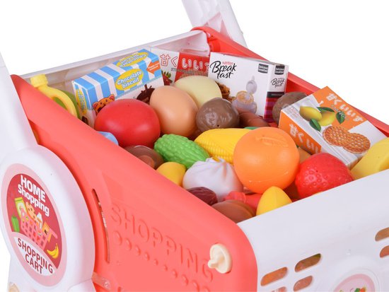 Prekių vežimėlis su maisto produktais (raudonas)