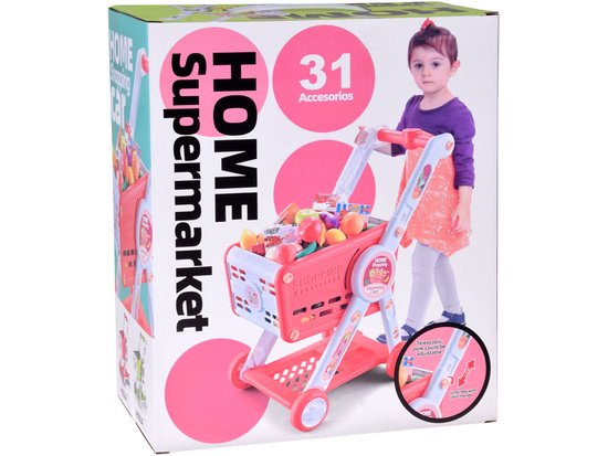 Prekių vežimėlis su maisto produktais (raudonas)