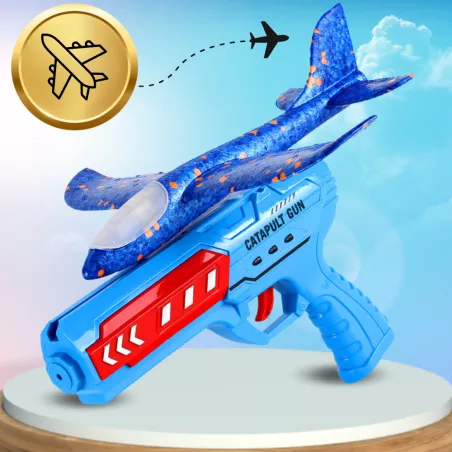 Lėktuvo paleidimo pistoletas ir lėktuvas (mėlynos spalvos)