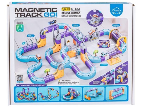 Magnetinis konstruktorius - lenktynių trasa su automobiliais, 127 dalys