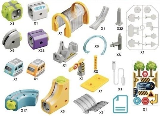 Magnetinis konstruktorius - lenktynių trasa su automobiliais, 127 dalys