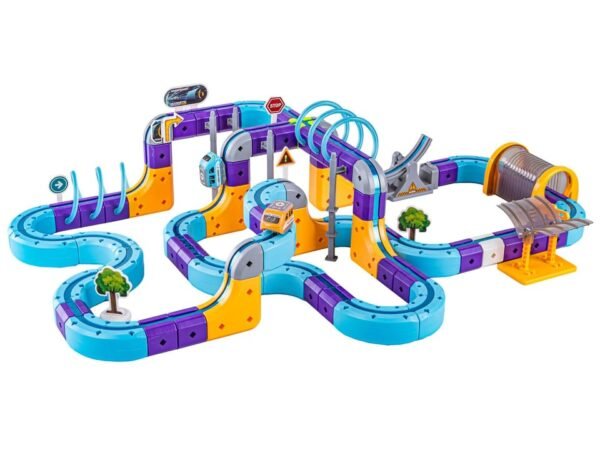 Magnetinis konstruktorius - lenktynių trasa su automobiliais, 127 dalys