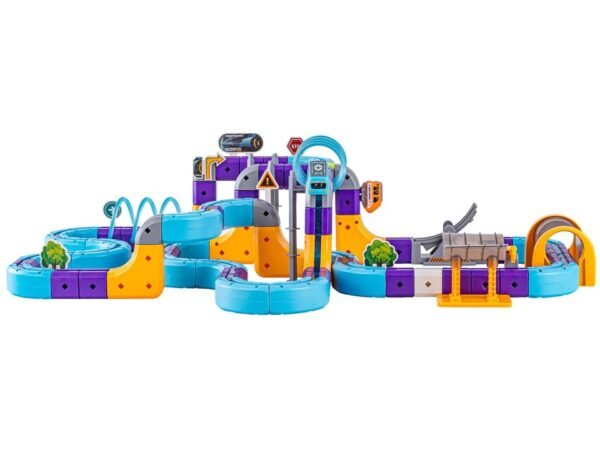 Magnetinis konstruktorius - lenktynių trasa su automobiliais, 127 dalys