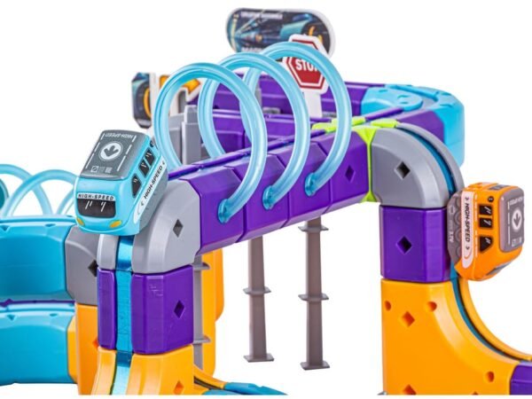 Magnetinis konstruktorius - lenktynių trasa su automobiliais, 127 dalys