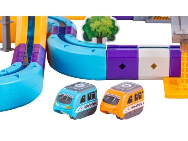 Magnetinis konstruktorius - lenktynių trasa su automobiliais, 127 dalys