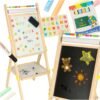 Tablica-magnetyczna-kredowa-liczydlo-papier-kreda-literki-gratis-174218 Medinė magnetinė dvipusė piešimo lenta (priemonės, popierius, skaitliukai)