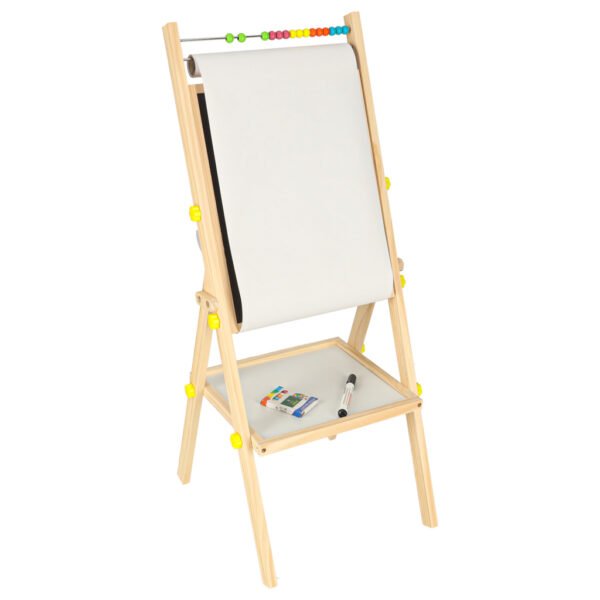 Tablica-magnetyczna-kredowa-liczydlo-papier-kreda-literki-gratis-174221 Medinė magnetinė dvipusė piešimo lenta (priemonės, popierius, skaitliukai)