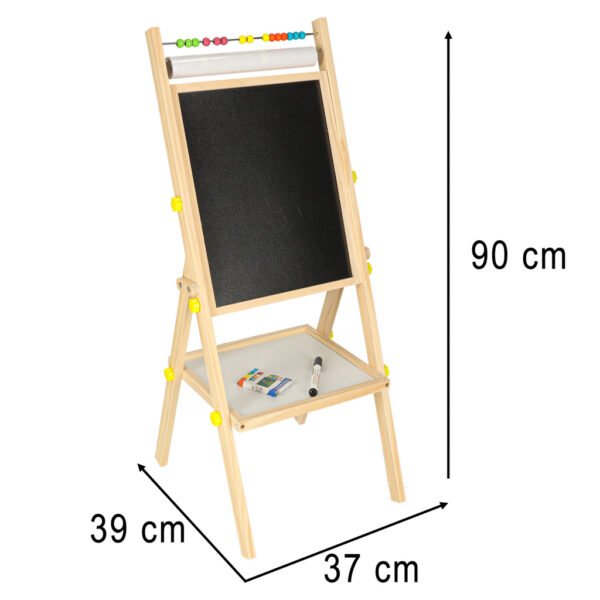 Tablica-magnetyczna-kredowa-liczydlo-papier-kreda-literki-gratis-174234 Medinė magnetinė dvipusė piešimo lenta (priemonės, popierius, skaitliukai)