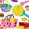 Kosz-piknikowy-koszyk-fast-food-pizza-burger-jedzenie-prowiant-przekaski-na-piknik-169066 Vaikiškas pikniko rinkinys su krepšeliu – pica, mėsainis, vaisiai ir priedai