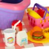 Kosz-piknikowy-koszyk-fast-food-pizza-burger-jedzenie-prowiant-przekaski-na-piknik-169074 Vaikiškas pikniko rinkinys su krepšeliu – pica, mėsainis, vaisiai ir priedai