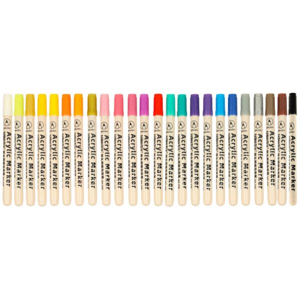 Markery-akrylowe-do-tkanin-kamieni-pisaki-flamastry-mazaki-wodoodporne-DIY-24-szt-167771 Akrilinių flomasterių rinkinys (24 vnt.)