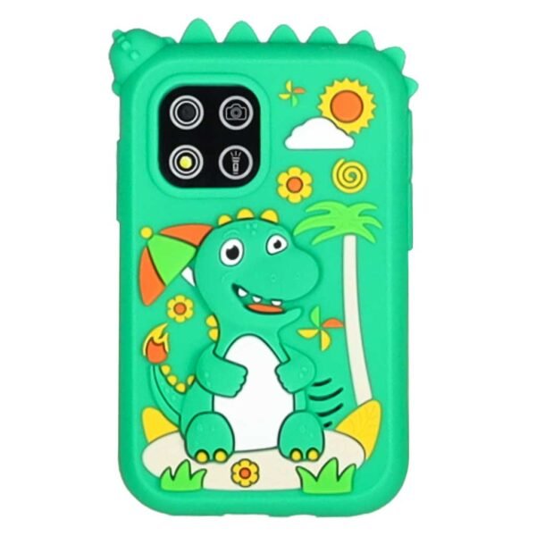 Telefon-smartfon-dla-dzieci-aparat-kamera-karta-8GB-zielony-dinozaur-187940 Edukacinis išmanusis telefonas vaikams su fotoaparatu, kameromis ir žaidimais – žalias dinozauras
