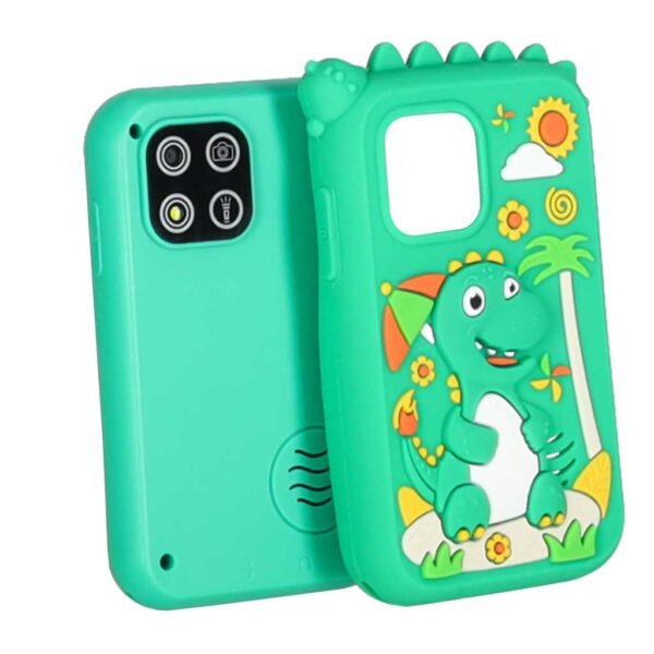 Telefon-smartfon-dla-dzieci-aparat-kamera-karta-8GB-zielony-dinozaur-187941 Edukacinis išmanusis telefonas vaikams su fotoaparatu, kameromis ir žaidimais – žalias dinozauras
