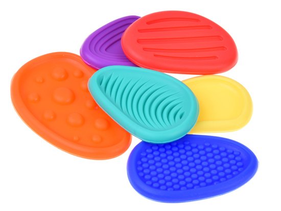 Spalvoti silikoniniai sensoriniai akmenėliai Fidget Toys – 6 vnt.