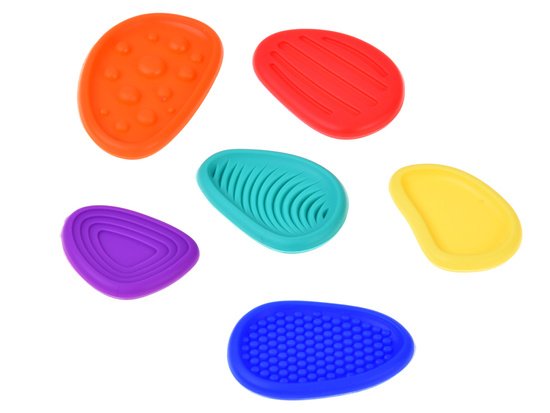 Spalvoti silikoniniai sensoriniai akmenėliai Fidget Toys – 6 vnt.
