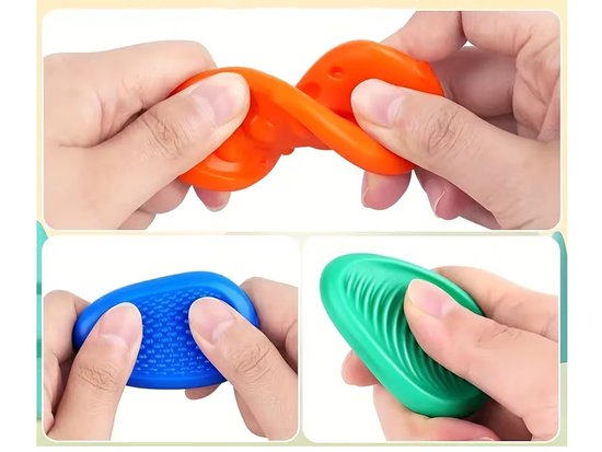 Spalvoti silikoniniai sensoriniai akmenėliai Fidget Toys – 6 vnt.