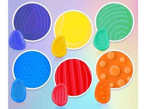 Spalvoti silikoniniai sensoriniai akmenėliai Fidget Toys – 6 vnt.