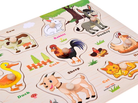 pol_pm_Puzzle-drewniane-FARMA-ukladanka-z-uchwytami-i-ang-slowkami-10-ele-ZA6418-23874_3 Medinė dėlionė NAMINIAI GYVŪNAI su rankenėlėmis