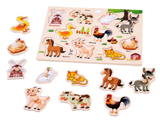 pol_pm_Puzzle-drewniane-FARMA-ukladanka-z-uchwytami-i-ang-slowkami-10-ele-ZA6418-23874_5 Medinė dėlionė NAMINIAI GYVŪNAI su rankenėlėmis