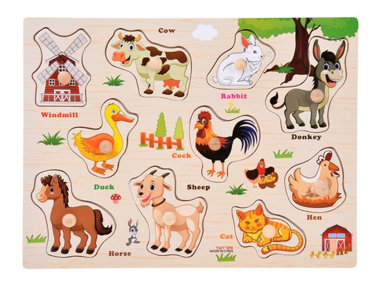 pol_pm_Puzzle-drewniane-FARMA-ukladanka-z-uchwytami-i-ang-slowkami-10-ele-ZA6418-23874_6 Medinė dėlionė NAMINIAI GYVŪNAI su rankenėlėmis