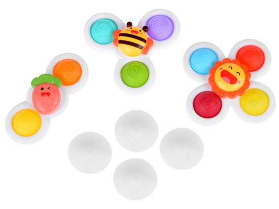 Sensorinis „Fidget Spinner“ žaislas su siurbtukais – 3 vnt.