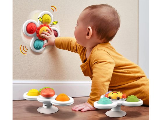 Sensorinis „Fidget Spinner“ žaislas su siurbtukais – 3 vnt.