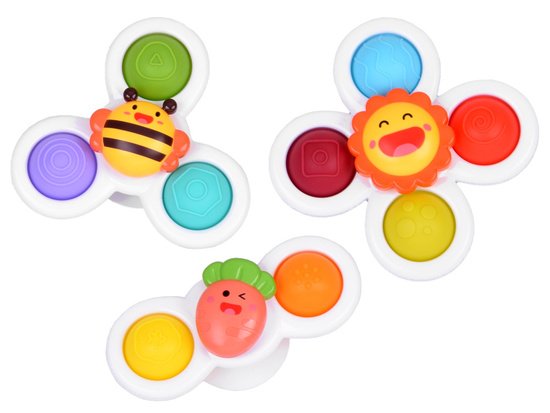 Sensorinis „Fidget Spinner“ žaislas su siurbtukais – 3 vnt.