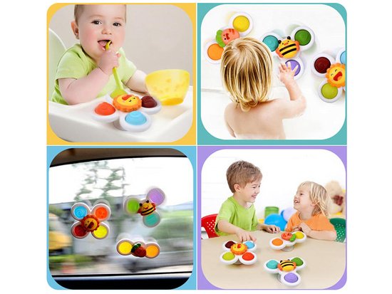 Sensorinis „Fidget Spinner“ žaislas su siurbtukais – 3 vnt.