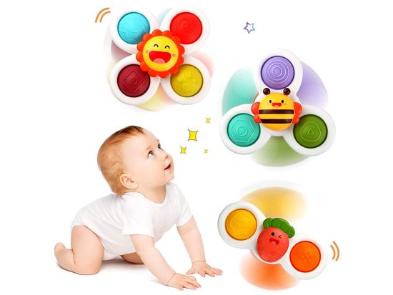 Sensorinis „Fidget Spinner“ žaislas su siurbtukais – 3 vnt.