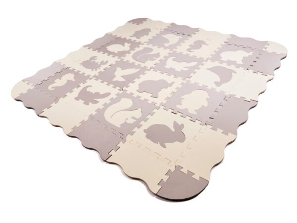 KX6269 Puzzle piankowe mata kojec dla dzieci 36el szaro-ecru 6 Putų dėlionės kilimėlis vaikams – 144 × 144 cm, 36 elementai
